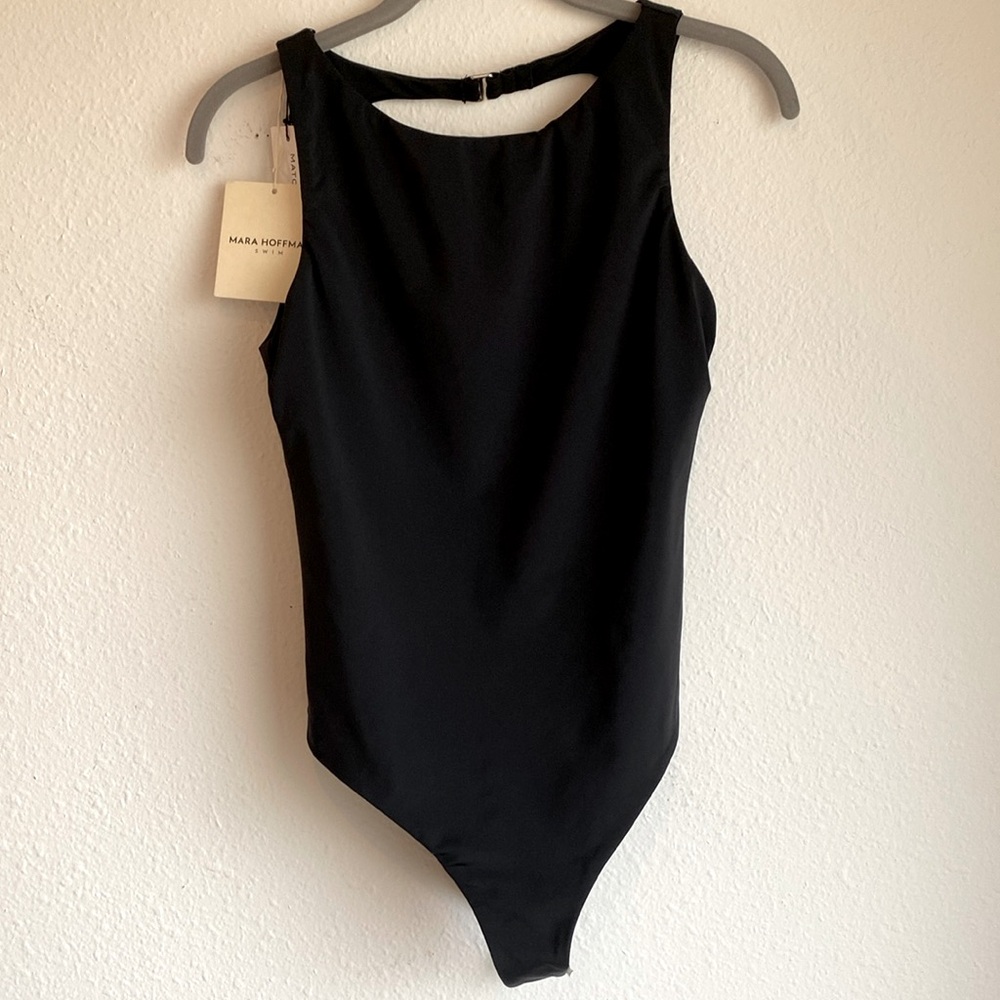 Mara Hoffman Dayana one-piece black swimsuit, size Small. NWT